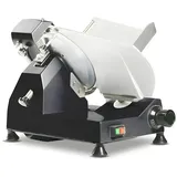 Gasfrit – Schwarze elektrische Aufschnittmaschine aus Aluminium/Edelstahl, 250-mm-Scheibe, 200 W, Hochleistung