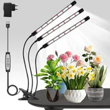 1Pack 3Köpfe Pflanzenlampe LED, Pflanzenlicht Vollspektrum, Pflanzenleuchte mit Zeitschaltuhr, 3 Farbmodi und 5 Stufen Dimmbar, Wachstumslampe für Innenpflanzen, Zimmerpflanzen