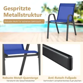 Costway Gartenstuhl 56 x 70 x 84 cm blau/schwarz 4 St.