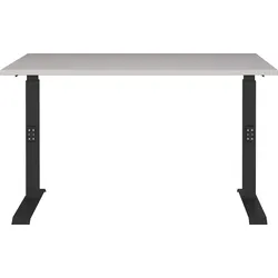 Schreibtisch GERMANIA "Lemont", braun (kaschmir, schwarz, kaschmir), B:120cm H:68cm T:80cm, Tische, Mechanisch höhenverstellbarer Schreibtisch