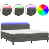 vidaXL Boxspringbett mit Matratze & LED Dunkelgrau 180x200 cm Samt