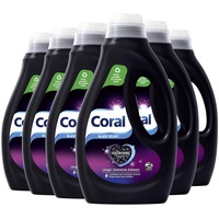 Coral Waschmittel Flüssig Black Velvet Colorwaschmittel für ein intensives Schwarz mit Color Shine Tech & Faserschutz-Serum 6 x 20 WL (6 x 1L), 6000 ml
