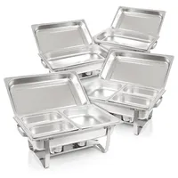 Mahlzeit Chafing Dish Profi Set Grenoble | 4X Edelstahl Warmhaltebehälter Essen, 30-TLG Speisewärmer | Buffet Wärmer, Wärmebehälter, Rechaud, Speisenwärmer für Catering, Buffet und Party
