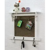 Wandorganizer Vintage Schlüsselbrett Holz Mit Ablage Memoboard 12047 Weiß Schlüsselboard Briefablage Schlüsselkasten Shabby Chic - Dandibo