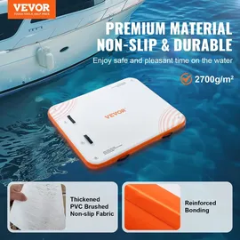 Vevor Aufblasbares Schwimmdock, 1,82 x 1,52 m Dockplattform, rutschfeste Wasserschwimmdockmatte mit tragbarer Tragetasche und abnehmbarer Leiter, s...