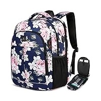 Rucksack,17,3 Zoll Reise Laptop Rucksack für Frauen,TSA wasserdichte Business Carry On Rucksack, langlebige College School Rucksack Buchtasche für Teen Mädchen, Blumen