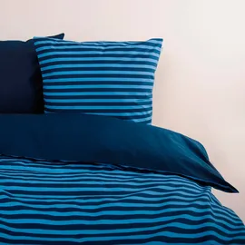 Tom Tailor Renforcé Bettwäsche MEDIUM STRIPES Blau 155 x 220 cm + 80 x 80 cm