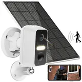 VisorTech Akku-Outdoor-IP-Überwachungskamera mit 2K-Auflösung, WLAN, App, IP65