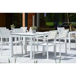 Outdoor Tisch Quadrat Hpl-Schichtstoff weiß / natur eloxiert 160x80