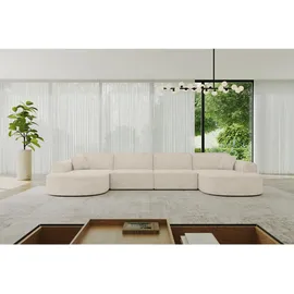 altdecor Wohnlandschaft MARI-U2 - 388x171x79 cm, Beige Velours