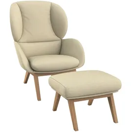 flexlux Polsterhocker "Adria", beige (sandy beige), B:54cm H:41cm T:41cm, 100% Polyester, Hocker, Polsterhocker, Fuß Eiche, Fußhocker für Ohrensessel