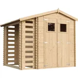 Gartenhaus Holz Mit Brennholzschuppen M386+m386g - Geräteschuppen Holz Mit Boden Imprägnierte B272xl206xh218 Cm/ 3,53 + 0,97 M2 Lagerschuppen - Fahrradgarage Holz Wasserfestes Dach - Timbela