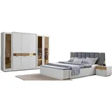 Xlmoebel Komplettschlafzimmer Elegantes Schlafzimmer-Set in Weiß, Gold und Blau mit Edelstahl, (Schlafzimmer-Set), Hergestellt in Europa weiß