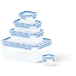 Tefal Lebensmittel-Aufbewahrungsbehälter-Box Blau. Transparent 5 St. K30290