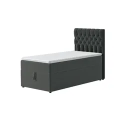 Boxbett mit Bettkasten Belek , grau , Maße (cm): B: 100 H: 125