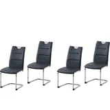 Hti-Living HTI-Line Schwingstuhl 4er Set PU schwarz DannyC Freischwinger Esszimmerstuhl Kunstleder