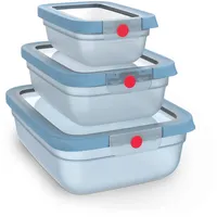 Emsa Frischhaltedose rechteckig blau 20,19 x 8,50 x 25,97 cm 0,5 l 3-teiliges Set