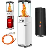 KESSER KESSER® Heizstrahler Gas Terrassenheizstrahler Gasheizungen Gasheizstrahler Gasheizer inkl. Schutzhülle Outdoor-Heizung Mobiler Heizpilz Flammenheizer, Pyramide Terrassenheizer mit Bodenrollen