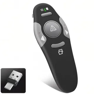 KUIYN Wireless Presenter,Pointer für präsentationen,powerpoint Fernbedienung,präsentations Fernbedienung, Pointer, präsenter, 2.4 GHz 2-in-1-USB-&-Type-C-Empfänger(K100)