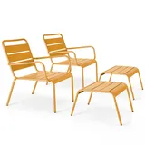 Oviala Business 2er-Set Relaxsessel mit Fußstütze aus gelbem Metall