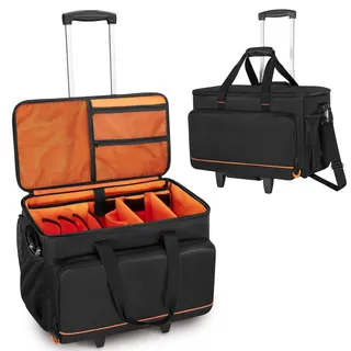 Trunab DJ Tasche Trolley mit Hart Gepolstertem Boden, Abnehmbaren Trennwänden und Dolly, DJ Kabel Tasche für Professionelle DJ-Ausrüstung, Musikinstrumente und Zubehör