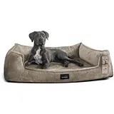 tierlando® Orthopädisches Hundebett Franklin hochwertiges Hundesofa aus kuscheligem Teddy-Stoff Größe: 130x100cm | Farbe: 99 Taupe