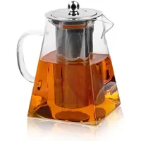 Teekanne Aus Glas, Teekanne Aus Glas Mit Edelstahlfilter, Quadratische Teekanne Aus Glas, Ideal Für Tee Und Kaffee