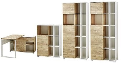 Möbel-Set »Lioni« 4-teilig, Kompaktschreibtisch mit 3 OH und 2x 5 OH Schrank braun, Germania-Werke