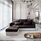 masseno Ecksofa Grau, Holz, 3-Sitzer, L-Form,L-Form, 220x140 cm, Wohnzimmer, Sofas & Couches, Wohnlandschaften, Ecksofas