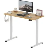 SANODESK Elektrischer Höhenverstellbarer Schreibtisch 120 x 60 cm, Ergonomischer Tischplatte, Steh-Sitz Tisch Computertisch, einfache Montage (Ahorn) - Weiß