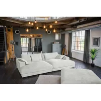 KAWOLA Big Sofa Cord 2-Sitzer Hellgrau