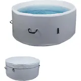 Mendler Whirlpool HWC-N97, Ersatz-Pool 4 Personen, In-/Outdoor aufblasbar Dropstitch-Gewebe, rund Ø150cm grau-weiß