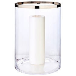 EDZARD Windlicht Molly, Laterne aus Kristallglas mit Platinrand, Kerzenhalter für Stumpenherzen, Höhe 39 cm, Ø 29 cm