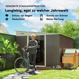 Outsunny Gerätehaus Stah 2,8 x 3,4 m Grau