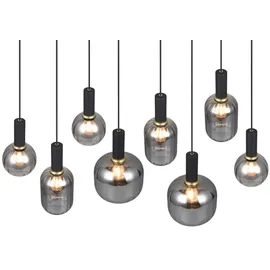 Trio Leuchten Pendelleuchte Diva 319800832, Metall Schwarz matt, Glas Chrom bedampft, exkl. 8x E27