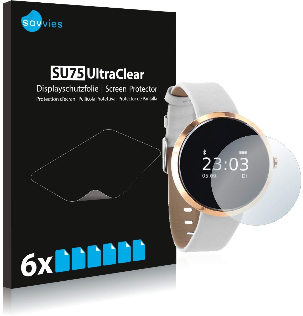 Savvies 6 Stück Schutzfolie für Xlyne X-Watch Siona Displayschutz-Folie Ultra-Transparent
