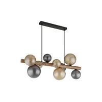 GLOBO Pendelleuchte 1-flg. G9 150 cm Glas Holz schwarz
