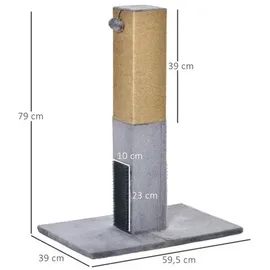 PawHut Kratzstamm Kratzsäule 39 x 59,5 x 79 cm grau