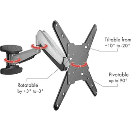 Schwaiger LWHD5530 TV-Wandhalterung, Fernseherhalterung Mounting TV-Aufhängung neigbar, schwenkbar max. 30kg max. VESA-Norm 400x400 schwarz inkl. ... - Schwarz