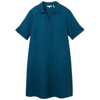 Tom Tailor Damen Leinenkleid mit Polo Kragen , Moss Blue, 38 - 38