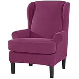 Jacquard Sesselbezug, Sessel-Überwürfe Ohrensessel Überzug Bezug Sesselhusse Sessel Sesselbezug, Elastisch Stretch Husse für Ohrensessel (Lila)