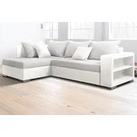 Collection AB Ecksofa COLLECTION AB "John L-Form, B: 226 cm", weiß (weiß, natur), B:226cm H:80cm T:160cm, Sofas, Ecksofa, Bettfunktion, Bettkasten, Regalelement & 2 Zierkissen