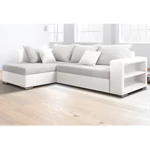 Collection AB Ecksofa COLLECTION AB "John L-Form, B: 226 cm", weiß (weiß, natur), B:226cm H:80cm T:160cm, Sofas, Ecksofa, Bettfunktion, Bettkasten, Regalelement & 2 Zierkissen