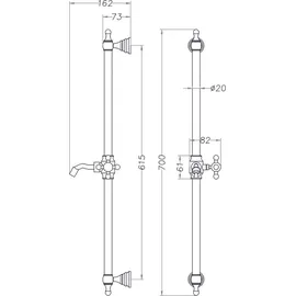 PaulGurkes schwarze Duscharmatur Retro Aufputz Zweigriffmischer Nostalgie Set