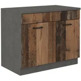 Spülenschrank Buffet Küche Mario 100 Küchenzeile Einbauküche Old Wood Matera