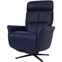 MCW Relaxsessel MCW-L10, Design Fernsehsessel TV-Sessel Liegesessel, Liegefunktion drehbar, Voll-Leder ~ blau