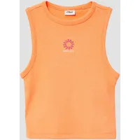 s.Oliver Slim-Fit-Top aus Rippware mit Stickerei - rot - 134/140