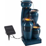 Teamson Home 28,74' 4-stufiger Kaskadierender Schalen Solarbetriebener Wasserbrunnen für Außenbereiche, Blau