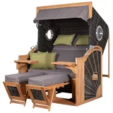 dekoVries GmbH Strandkorb deVries PURE® Seaside XL - PE stone grey - Dessin 490 - inkl. Schutzhülle