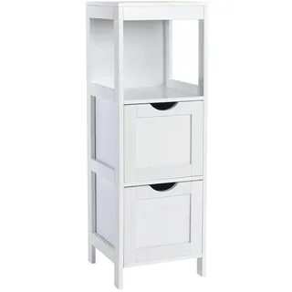 Svita Lintu Badregal Standregal Badezimmerschrank Schubladen Holzoptik Weiß